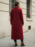 Woolen Long Straight Coat With Single-Breasted And Classic Notch Lapel For Women 2026