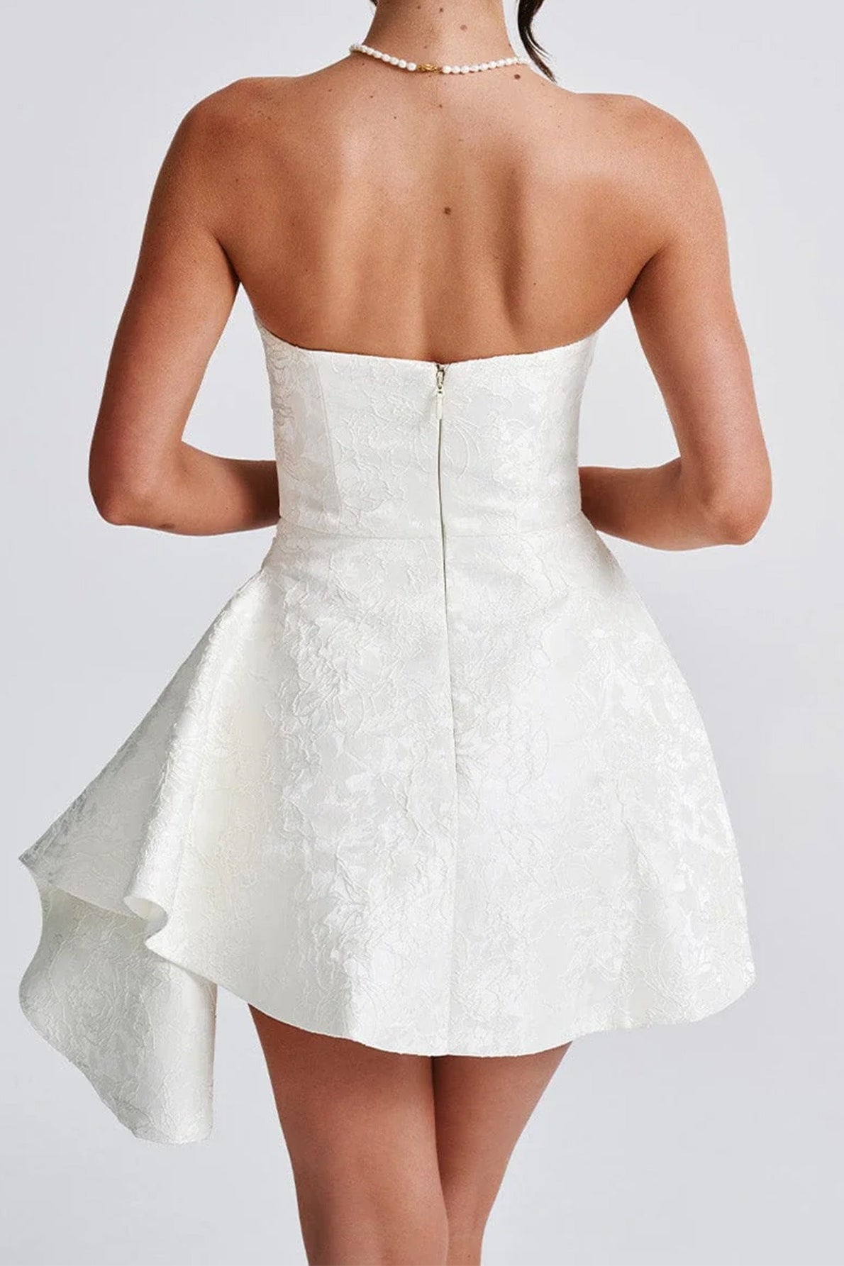 Strapless Jacquard Structured Mini Dress