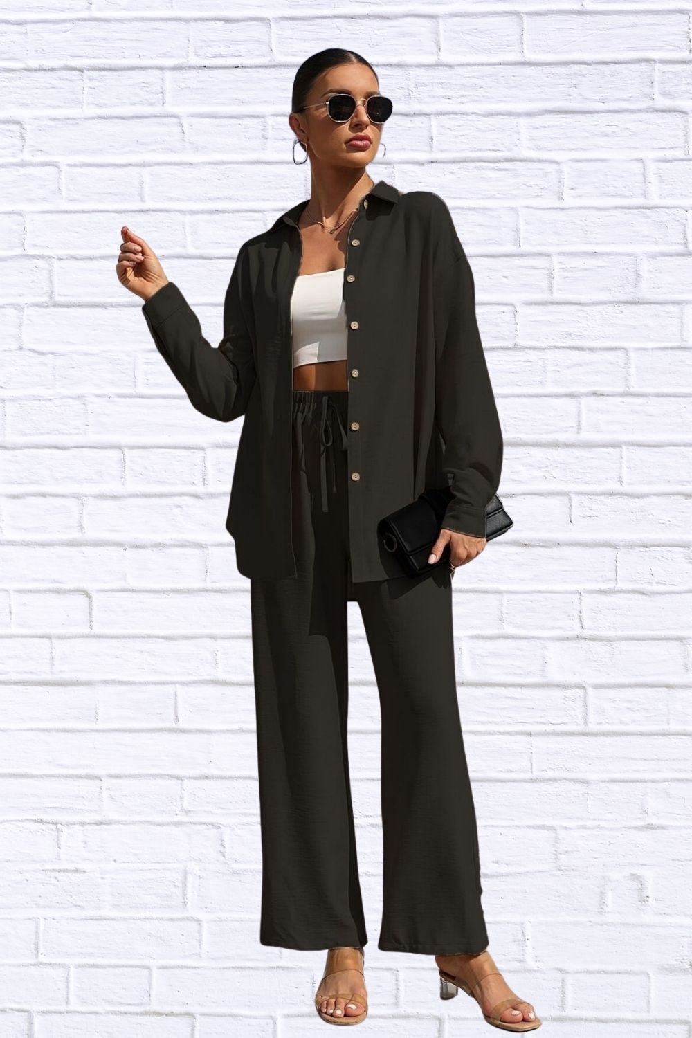 Button Up Shirt & Pants Set | Women__ Matching Outfit