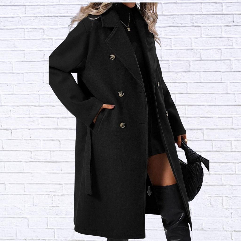 Double-Breasted Tie Waist Coat