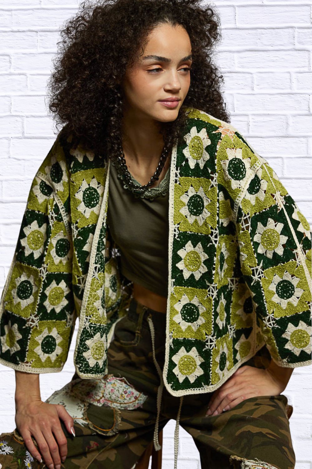 Winnie Open Front Cardigan with Varied Patterns
