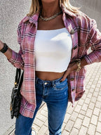 Plaid Casual Brushed Wool Cardigan Jacket