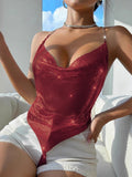 Draped Collar Metal Sheet Hollow Thin Strap Camisoles