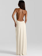 Deep V-neck Backless Gathering Slit Parties Maxi Dresses