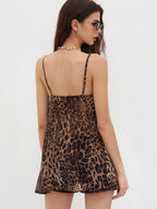 Leopard Print Chiffon Ruffle Tank Top