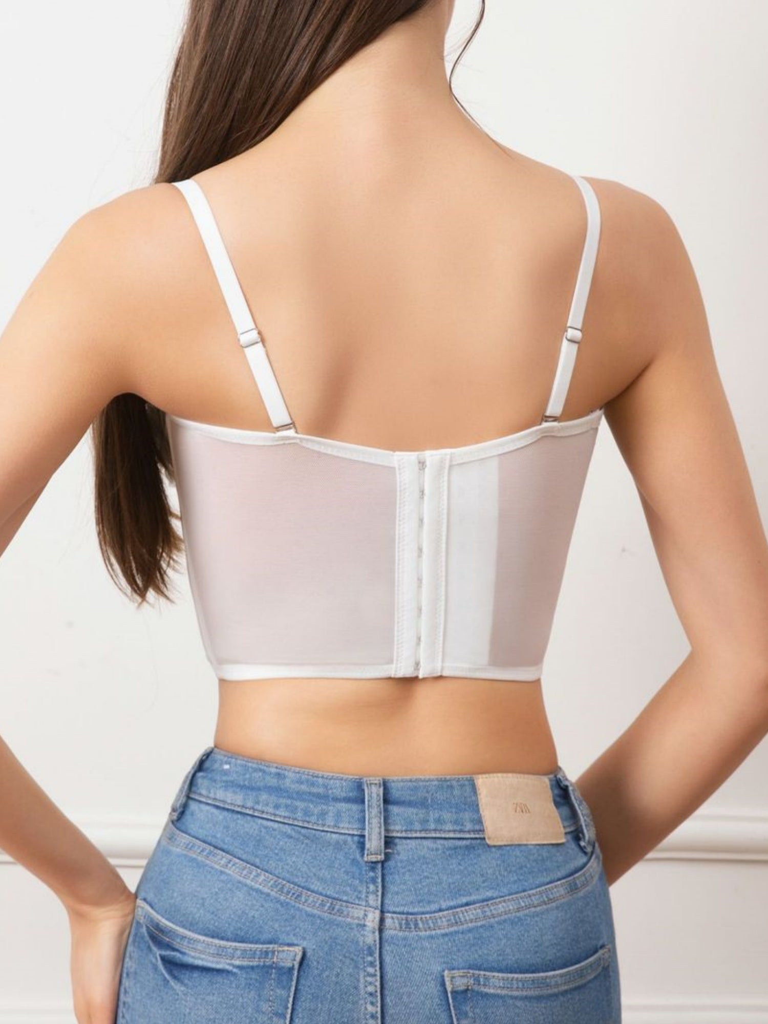 3D Flowers Mesh Splicing Fishbone Chest Wrap Tank Tops&Camis