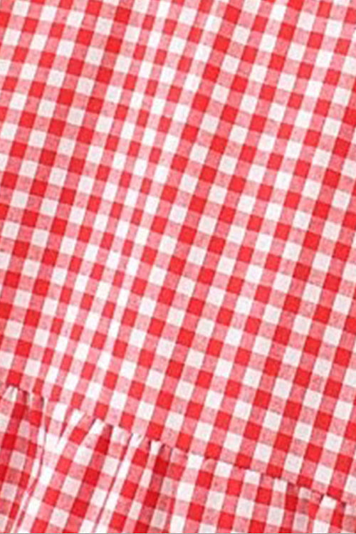 Gingham Check Tiered Ruffle Sleeve Smock Babydoll Mini Dress