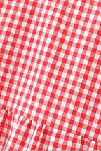 Gingham Check Tiered Ruffle Sleeve Smock Babydoll Mini Dress
