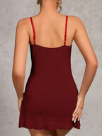 Lace Trim Irregular Ruffles Short Slip Dress
