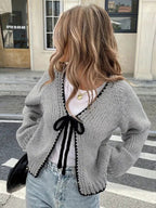 Bow Tie Color-blocked Cardigans