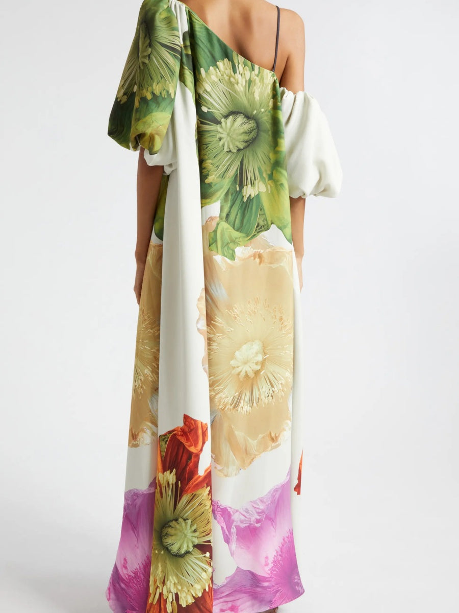 Off-shoulder Floral Print Maxi Dress For Vacation
