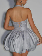 Glitter Neck Strap Slim-fit Mini&Short Dresses