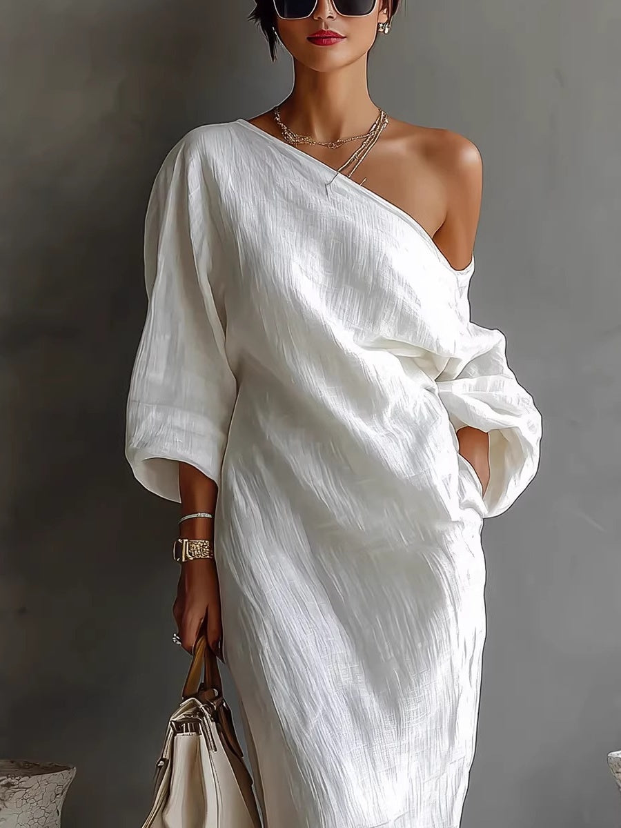 Asymmetrical Off-shoulder Long Dress