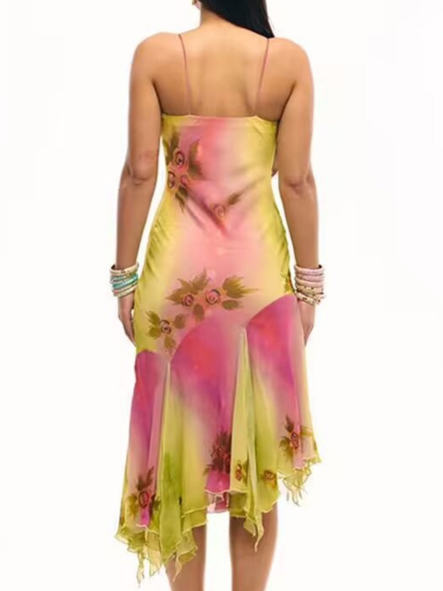 Embroidery Print Ruffled Hem Camisoles Mini&Short Dresses