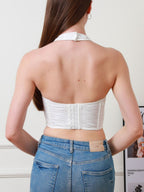 Openwork Straps Spliced Neckband Backless Tube Top Tank Tops&Camis