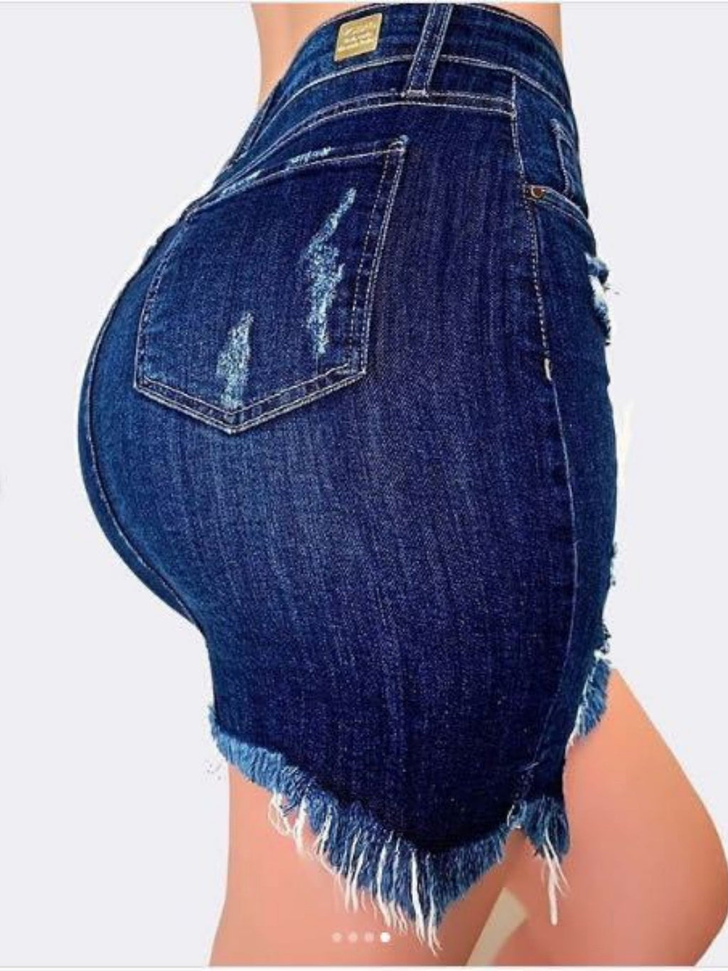 Denim Ripped Tassels Hip Wrap Short Skirt