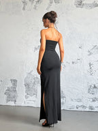 Angel Wings Slimming Rhinestone Strapless Long Dress
