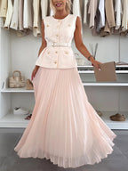 Suit Vest Pleated Skirt Two Sets
