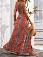 Deep V Sleeveless Backless Beach Smock Vacation And Leisure Maxi Dresses