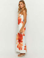 Floral Print Strapless, Waist-cinching, Hip-hugging Maxi Dresses
