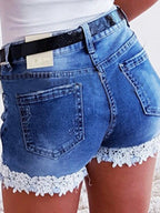 Denim Trim Stretch Slim-fit Shorts