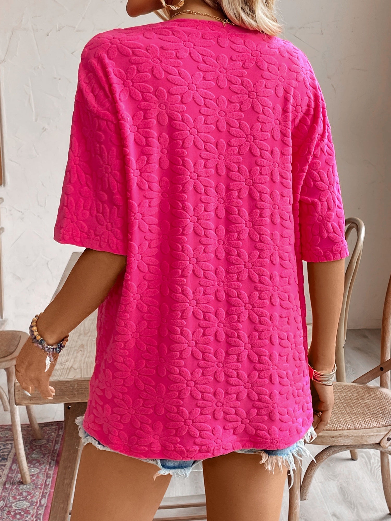 Sunflower Jacquard Short-sleeved T-shirt