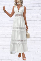 Plus Size Lace Swiss Dot Maxi Dress | Elegant & Flowy