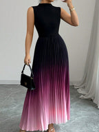 Crew Neck Sleeveless Gradient Maxi Dresses