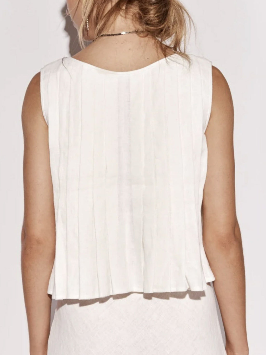 Cotton And Linen Straps Pleated Tank Tops