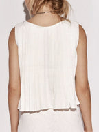 Cotton And Linen Straps Pleated Tank Tops