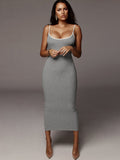 Color-blocked Exposed Backpack Buttocks Camisoles Maxi Dresses