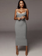 Color-blocked Exposed Backpack Buttocks Camisoles Maxi Dresses