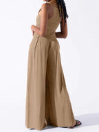 Camisoles Pleated Solid Color Jumpsuits