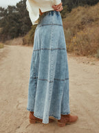 Denim Layered Splicing Skirts