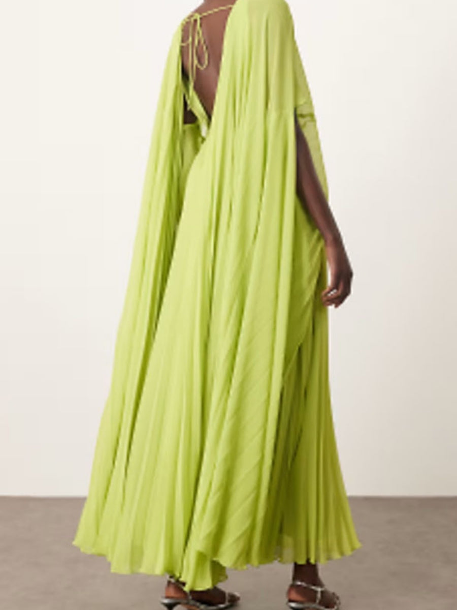 Loose-fit Cloak Style Crimp Maxi Dresses