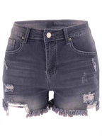 Hole Tassel High-waisted Stretch Washed Jeans