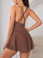 Tennis Skirt Cross Straps Anti-exposure Fitness Yoga Clothes Mini&Short Dresses