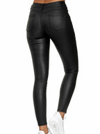 PU Leather Zipper Pants