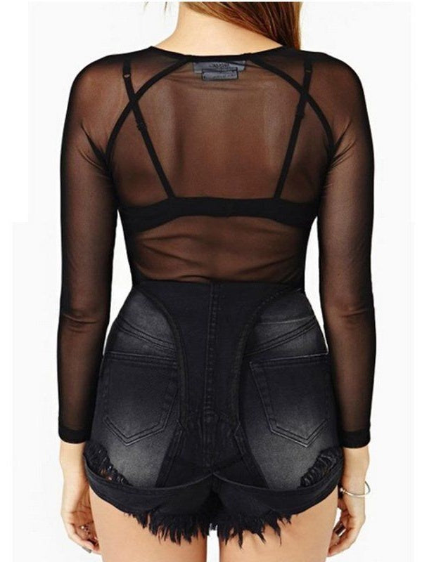 Long-sleeved Sexy See-through Thin See-through Top