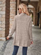 Roughed Ribs Leisure Splicing Long Sleeve Cardigans