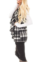 Pockets Plaid Jacket Vest
