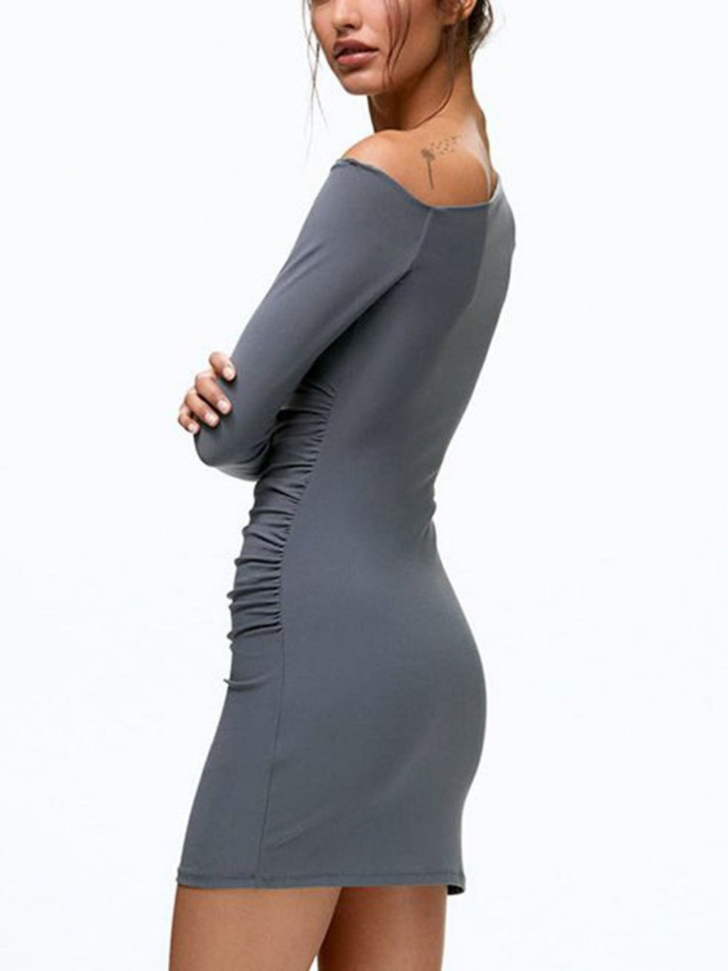Asymmetrical Collar Slim Fit Hip Body Mini&Short Dresses