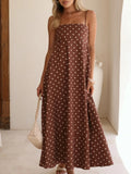 Polka Dots High-waisted Halter Top Large Skirt Maxi Dresses