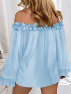 Casual Off-shoulder Ruffle Sleeves T-shirts
