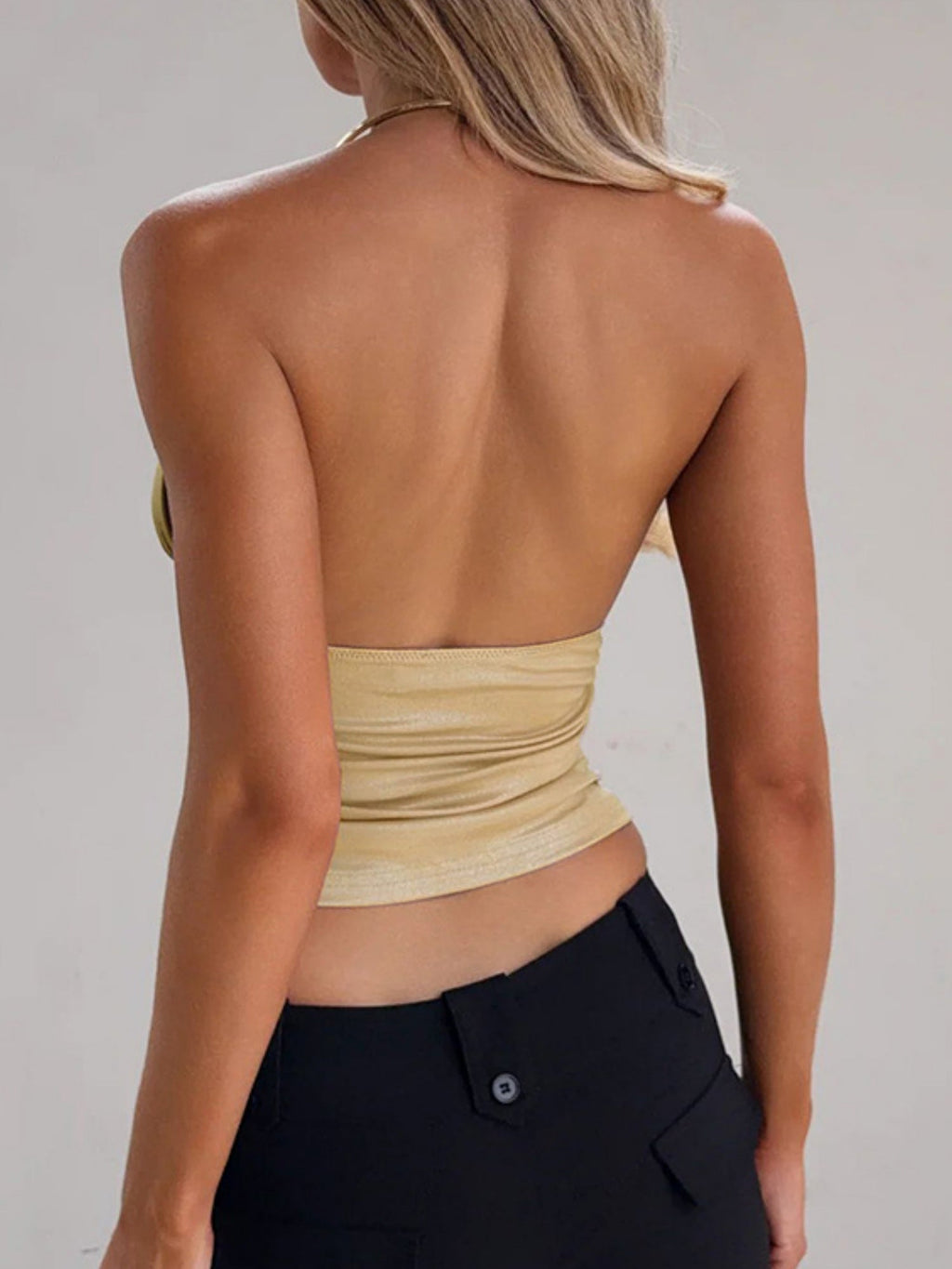 Metal Necklace V-neck Halter Neck Backless Tank Tops