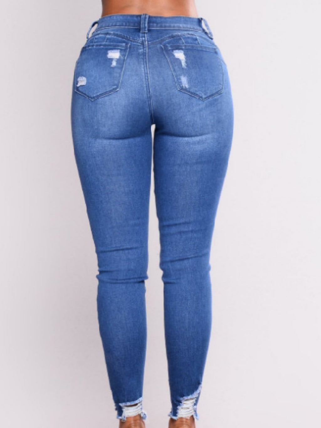 Washed Hole Stretch High-waisted And Slimming Pencil Pants Jeans