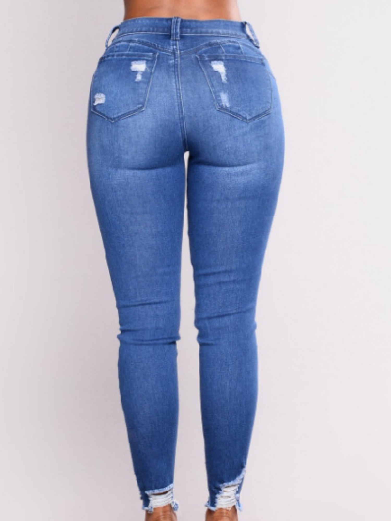 Washed Hole Stretch High-waisted And Slimming Pencil Pants Jeans
