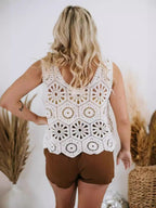 Loose Crochet Vest Sheer Top