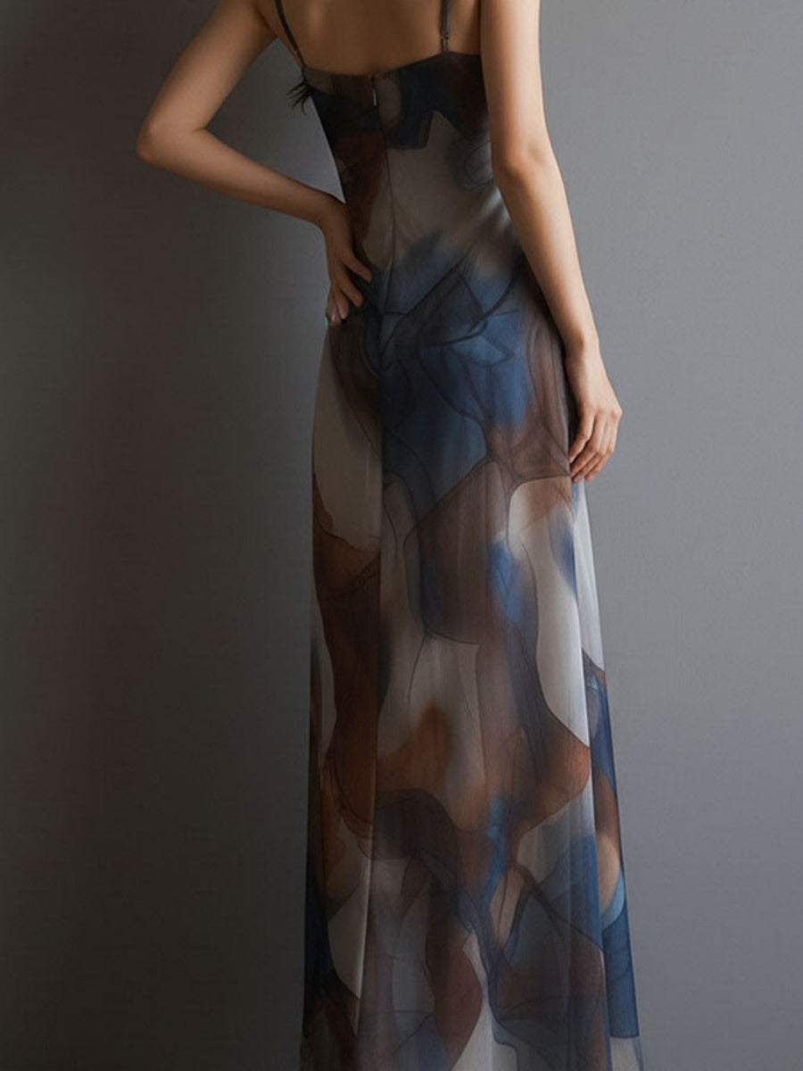 Chiffon Printed Blending Temperament Maxi Dresses