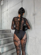 Sexy Black Lace Cutouts Bodysuits